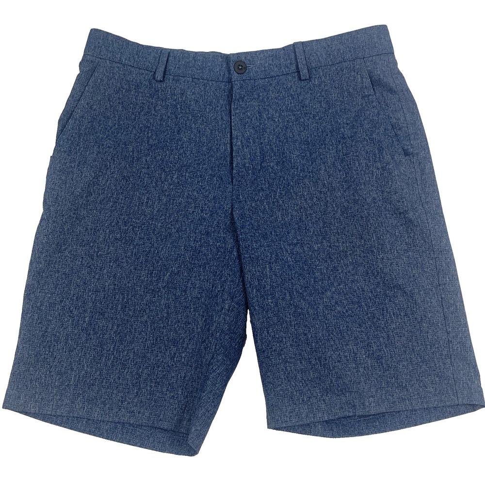 Dunning Shorts Mens Size 32 x 9 Heathered Blue Chino Performance Flat Front Golf